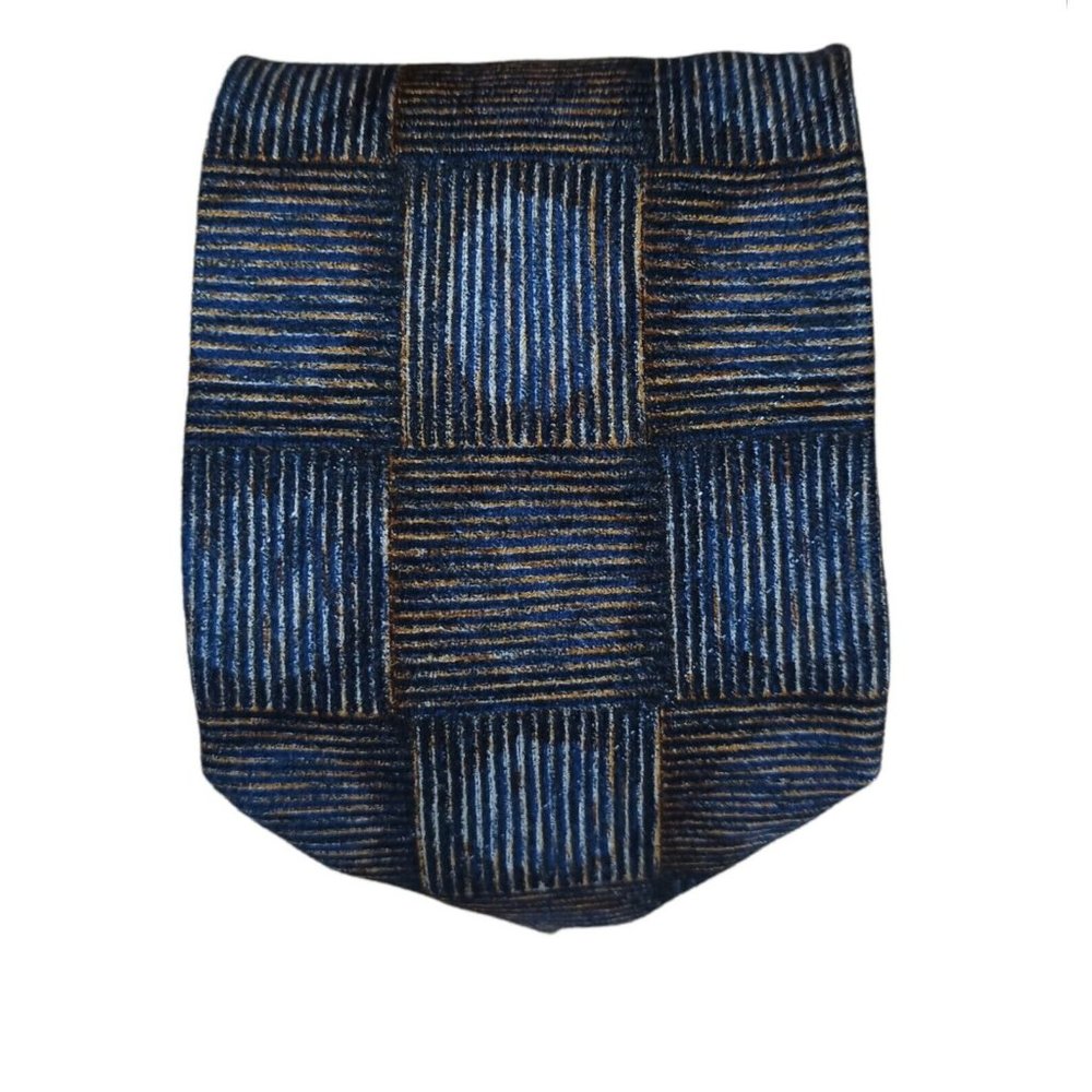 ERMENGILDO ZEGNA Blue Geometric Silk Tie ITALY 57"/ 3.5" EC